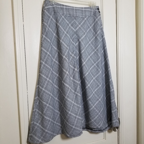 EAST 5TH black white plaid side zipper a line skirt 6 - Picture 2 of 6